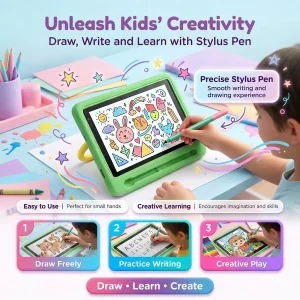 7" Kids Tablet PC Android16 24(3+21)GB Expanded RAM 128GB Storage Five‑Core Processor Shock‑Proof Protective Case Stylus Pen - Thumbnail Image 6