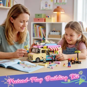 1207PCS LED Ice Cream Truck Building Blocks Set Type-C Rechargeable k - Thumbnail Image 6