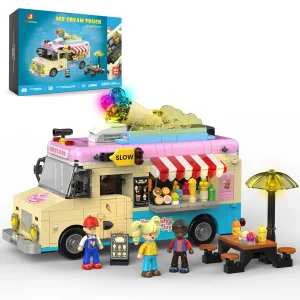 1207PCS LED Ice Cream Truck Building Blocks Set Type-C Rechargeable k - Thumbnail Image 2