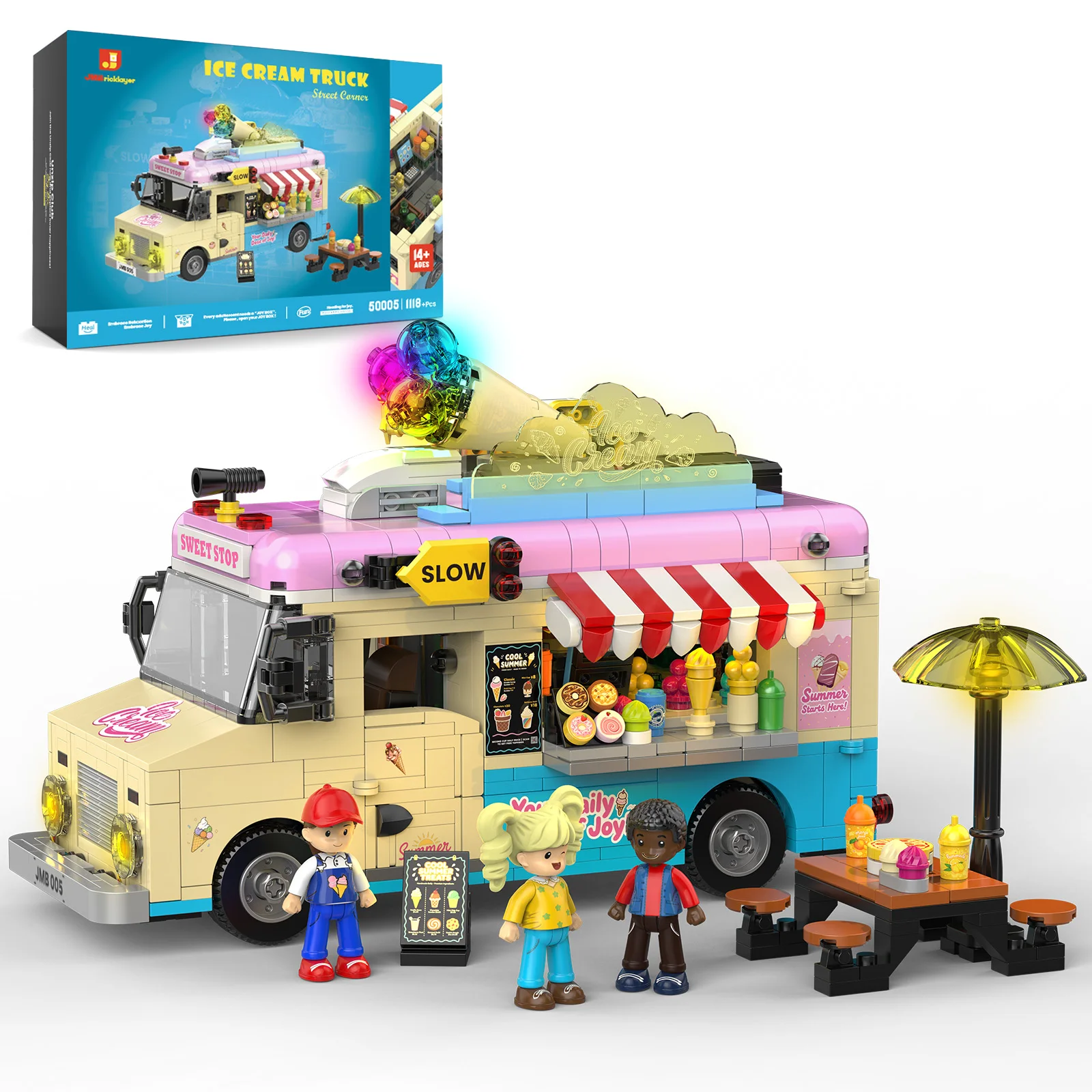 1207PCS LED Ice Cream Truck Building Blocks Set Type-C Rechargeable k - Image 2