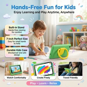7" Kids Tablet PC Android16 24(3+21)GB Expanded RAM 128GB Storage Five‑Core Processor Shock‑Proof Protective Case Stylus Pen - Thumbnail Image 5