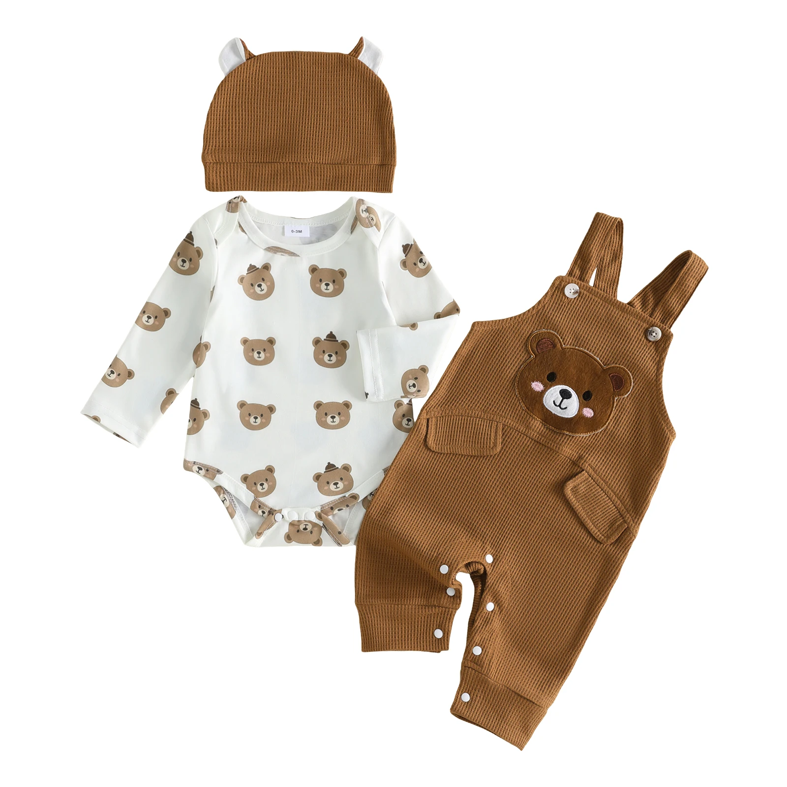 Bear Long Sleeve Romper Cartoon Bear Long Overalls- - Image 7