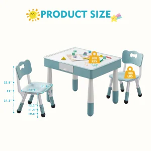 Kids 4 in 1 Table And 2 Chairs Set with Storage - Thumbnail Image 7
