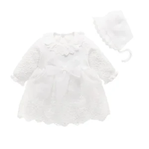 New Born Baby Girl Dress Clothes Christening Dress - Thumbnail Image 8