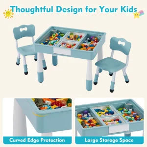Kids 4 in 1 Table And 2 Chairs Set with Storage - Thumbnail Image 5