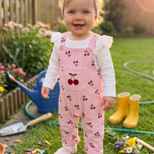 Cherry Print Overalls Long-Sleeve-Romper - Thumbnail Image 3