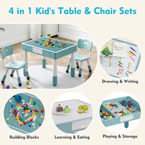 Kids 4 in 1 Table And 2 Chairs Set with Storage - Thumbnail Image 3