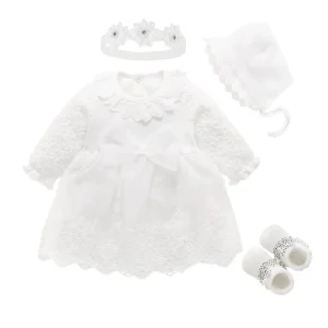 New Born Baby Girl Dress Clothes Christening Dress - Thumbnail Image 3