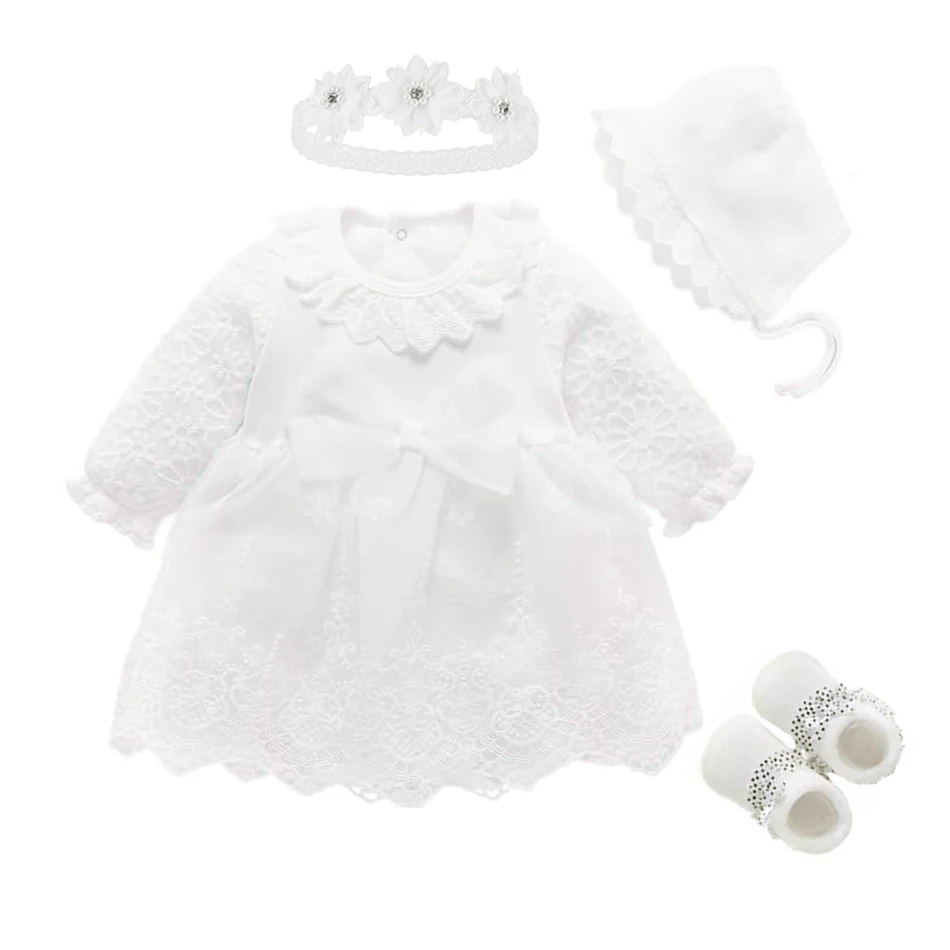 New Born Baby Girl Dress Clothes Christening Dress - Image 3