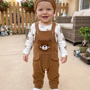 Bear Long Sleeve Romper Cartoon Bear Long Overalls- - Thumbnail Image 5