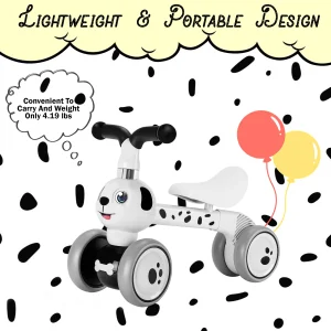 Baby Balance Bike 4‑Wheel Cute Dalmatian Dog Shape Toddler - Thumbnail Image 2