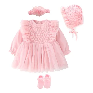 New Born Baby Girl Dress Clothes Christening Dress - Thumbnail Image 10