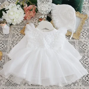 New Born Baby Girl Dress Clothes Christening Dress - Thumbnail Image 5