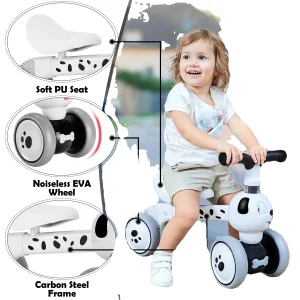 Baby Balance Bike 4‑Wheel Cute Dalmatian Dog Shape Toddler - Thumbnail Image 7