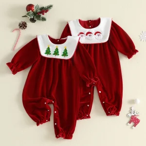 Christmas Romper Tree Santa Embroidery - Thumbnail Image 1