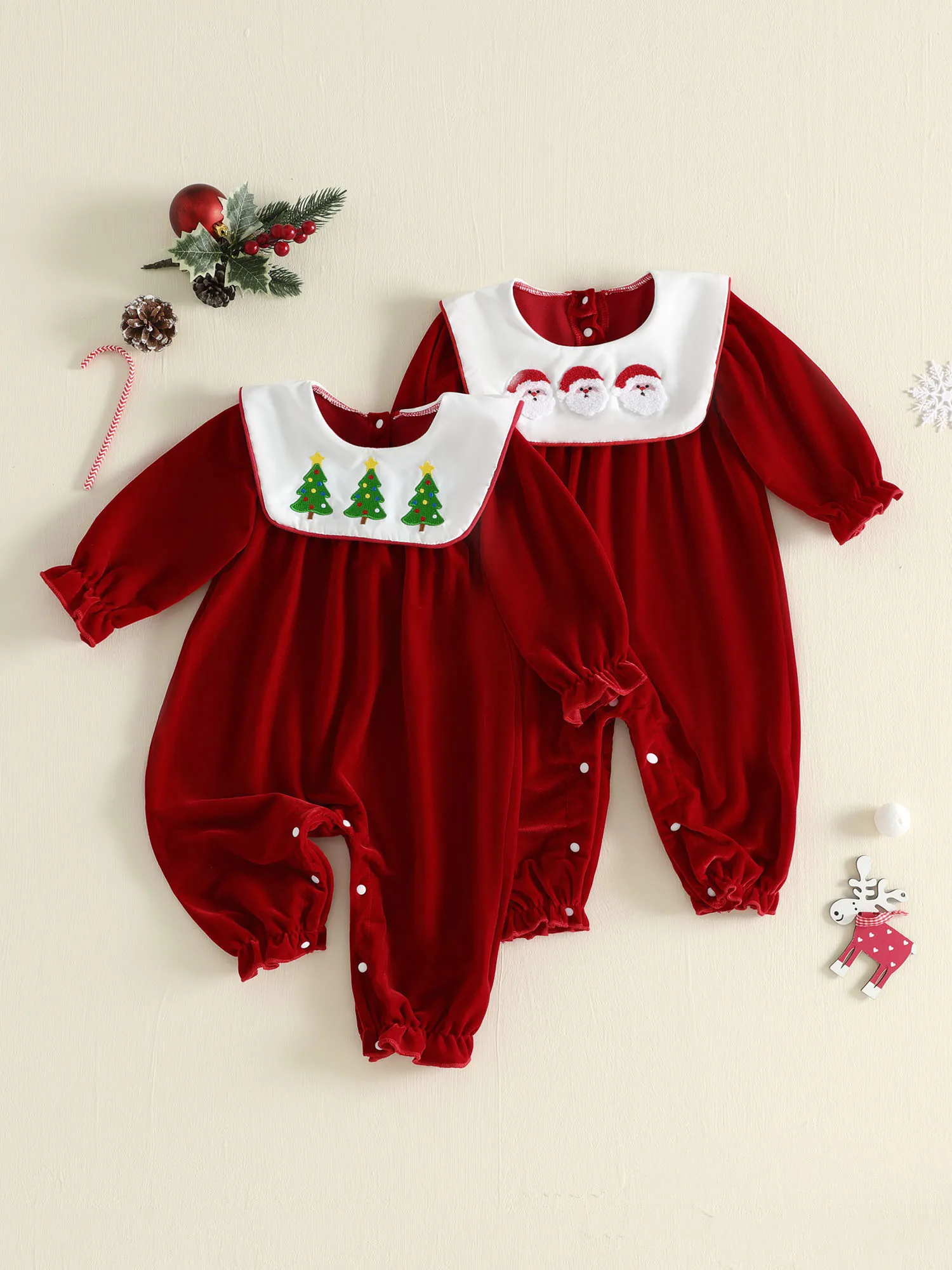 Christmas Romper Tree Santa Embroidery - Image 1