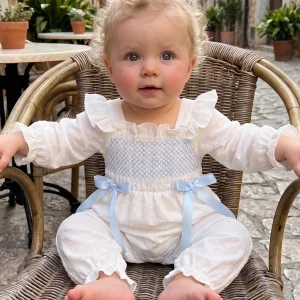 Girls-Romper-Long Baby Girls Romper Baby Smocked - Thumbnail Image 3