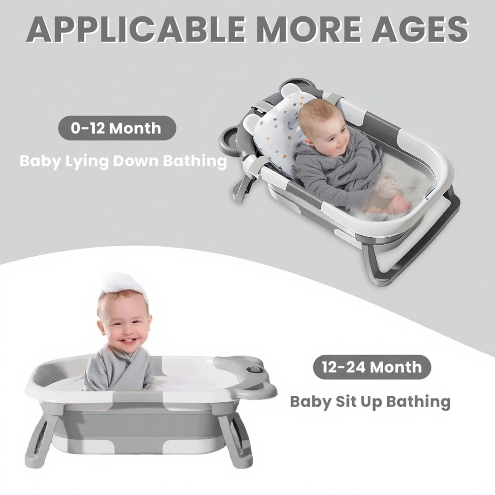 Newborn Collapsible Baby Bathtub Portable Travel Tub - Image 4