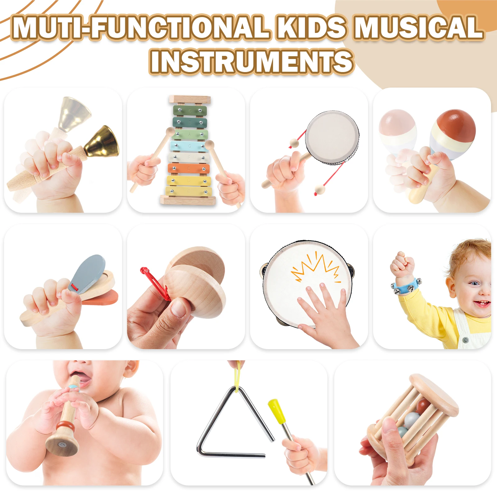 11 in 1 Toddler Musical Instruments,Wooden - Image 5