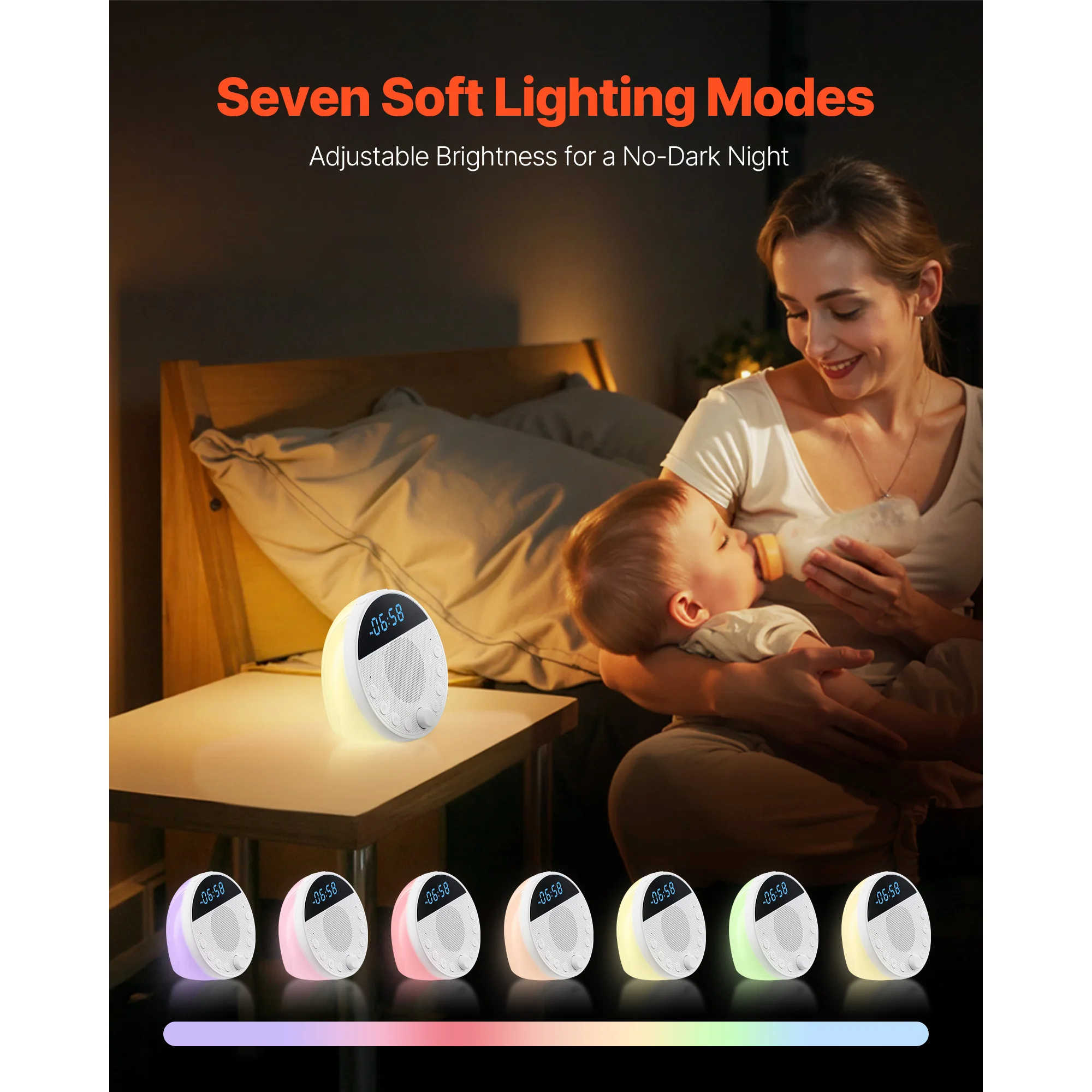 SucceBuy Sound Machine 18 Soothing Sleep Sound and 7-Color Night - Image 3