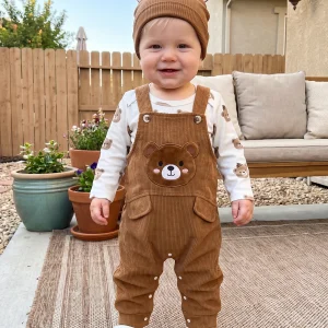 Bear Long Sleeve Romper Cartoon Bear Long Overalls- - Thumbnail Image 3