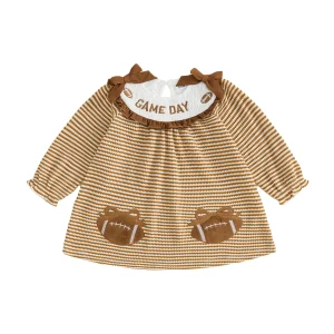 Neck Long Dress Long Dress Letter Toddler-Girl-Fall Girl Rugby Embroidery - Thumbnail Image 6