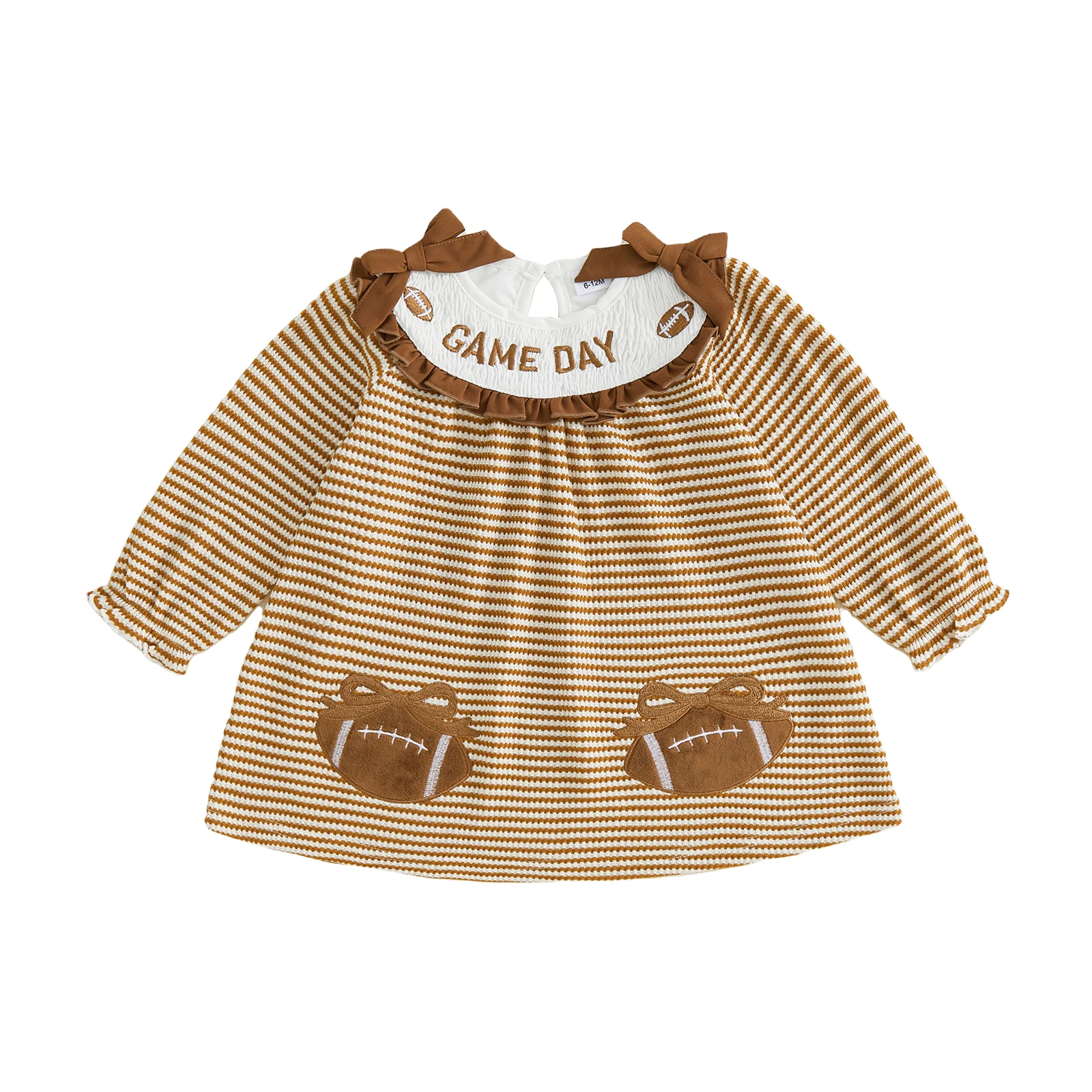 Neck Long Dress Long Dress Letter Toddler-Girl-Fall Girl Rugby Embroidery - Image 6