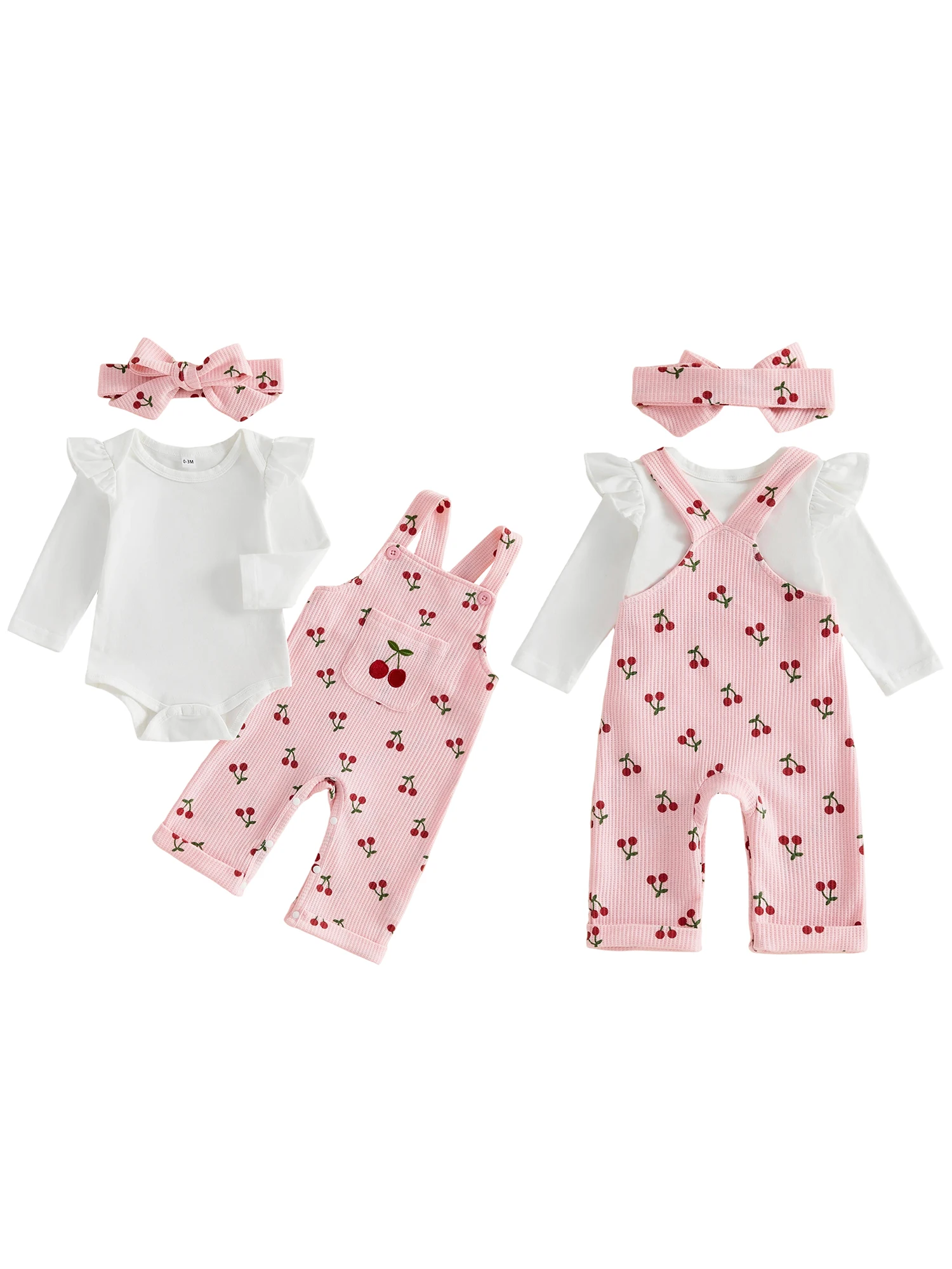 Cherry Print Overalls Long-Sleeve-Romper - Image 2