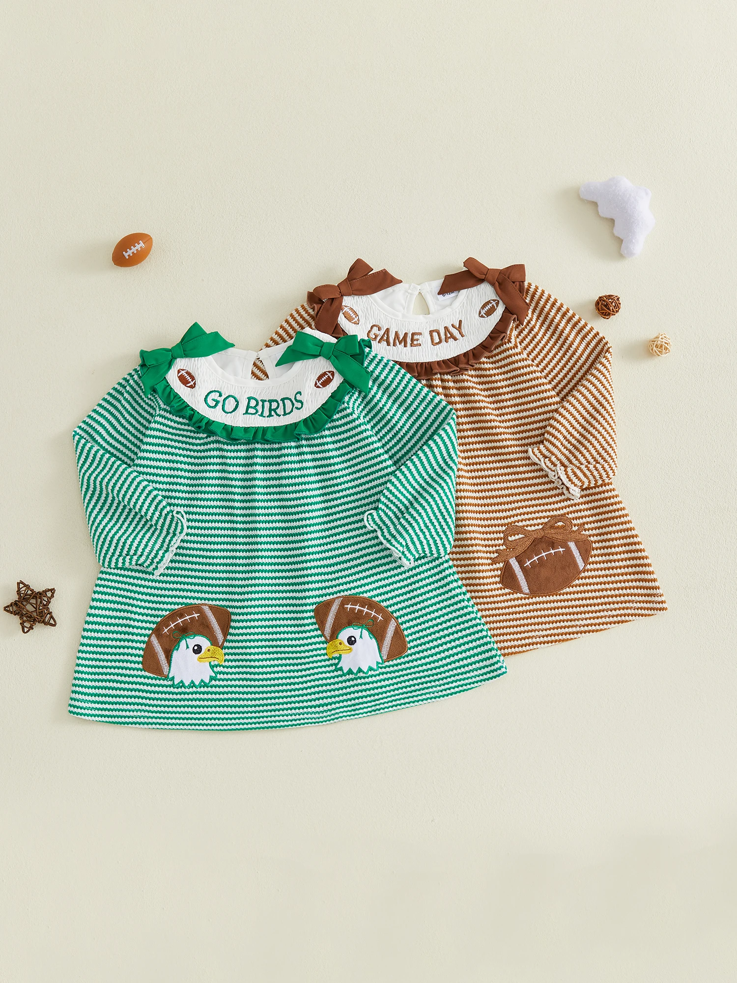 Neck Long Dress Long Dress Letter Toddler-Girl-Fall Girl Rugby Embroidery - Image 3
