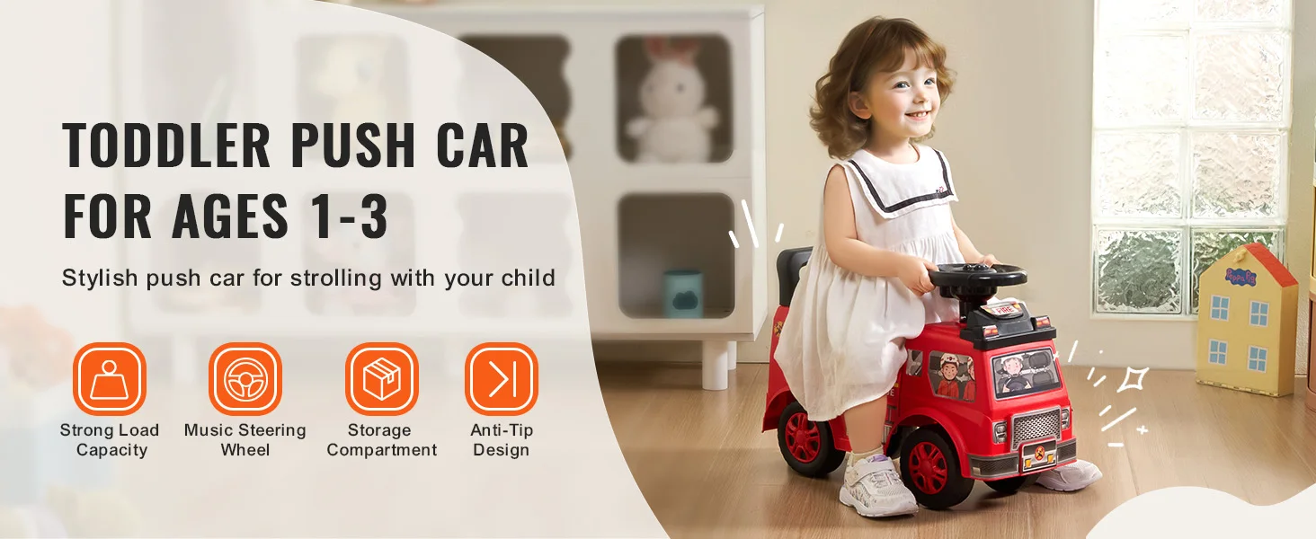 Ride On Push Car Kids Ride On Car with Music Steering Wheel - Image 6