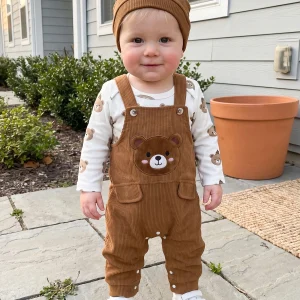 Bear Long Sleeve Romper Cartoon Bear Long Overalls-