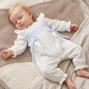 Girls-Romper-Long Baby Girls Romper Baby Smocked