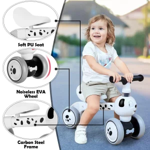 Baby Balance Bike 4‑Wheel Cute Dalmatian Dog Shape Toddler