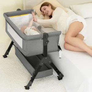 3 in 1 Baby Bassinet Bedside Sleeper, Easy to Assemble & Foldable Portable Baby Cradle for Newborns - Thumbnail Image 8