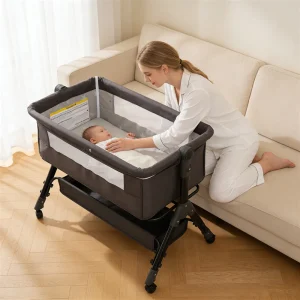 3 in 1 Baby Bassinet Bedside Sleeper, Easy to Assemble & Foldable Portable Baby Cradle for Newborns