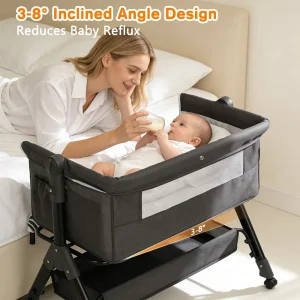 3 in 1 Baby Bassinet Bedside Sleeper, Easy to Assemble & Foldable Portable Baby Cradle for Newborns - Thumbnail Image 3