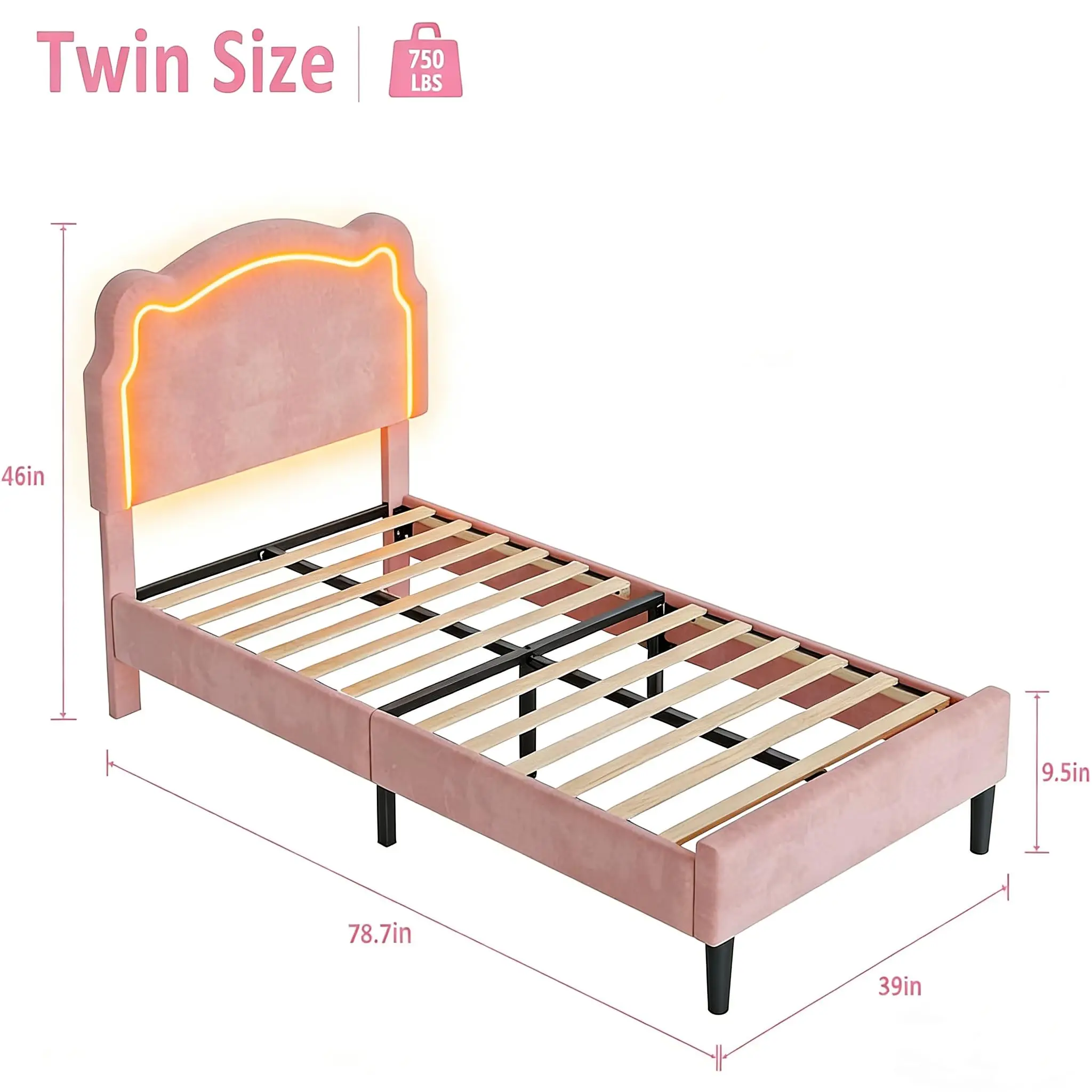 Upholstered Twin Platform Bed Frame - Image 6