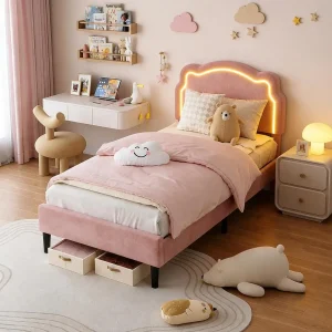Upholstered Twin Platform Bed Frame