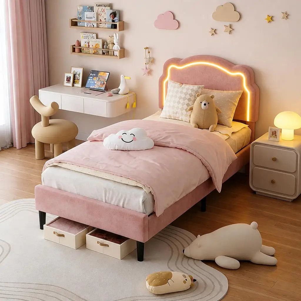 Upholstered Twin Platform Bed Frame - Image 1