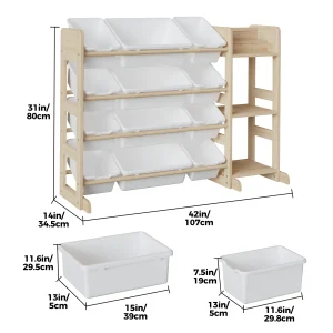 Solid Wood Kids Toy Storage Organizer Cabinet – - Thumbnail Image 6