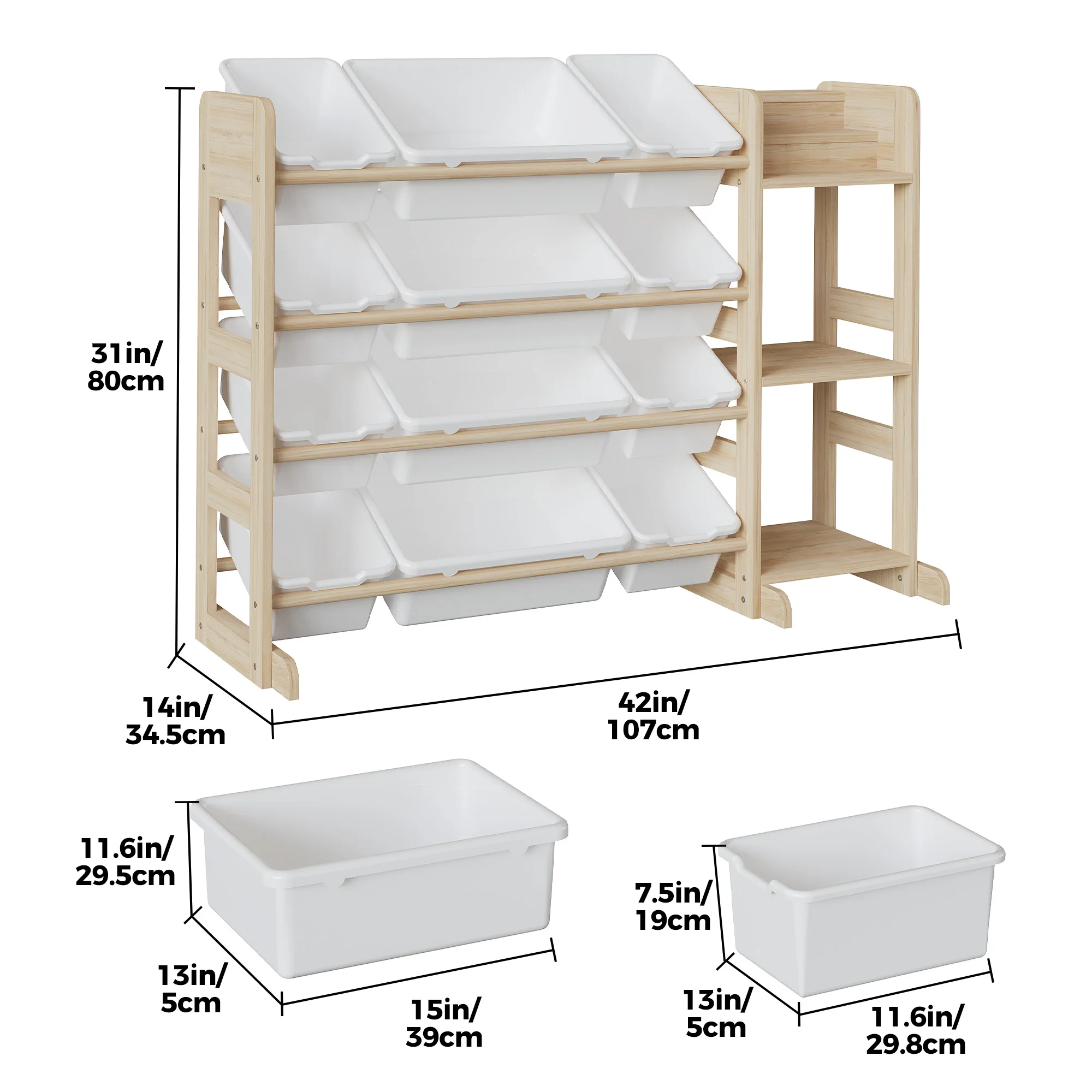 Solid Wood Kids Toy Storage Organizer Cabinet – - Image 6