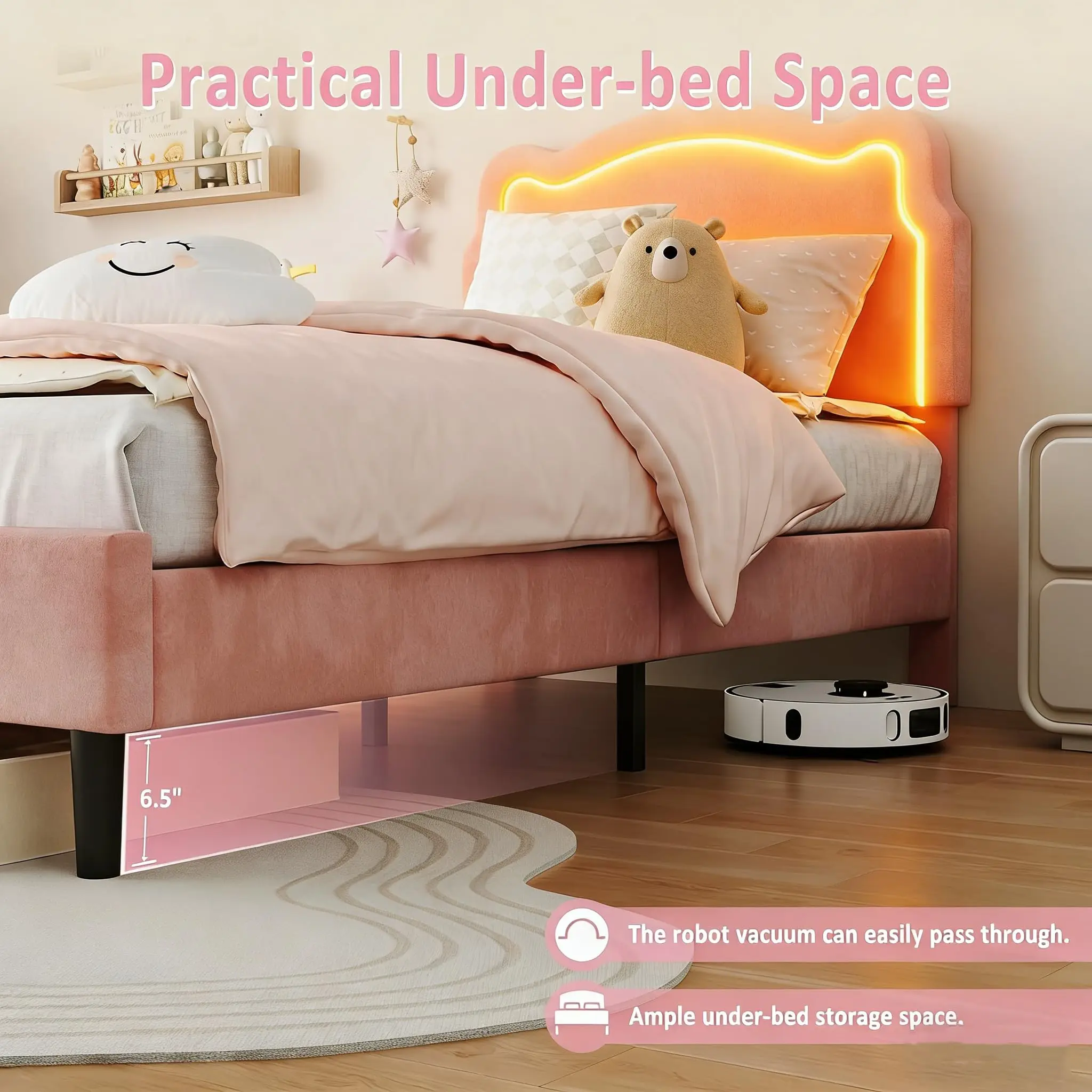 Upholstered Twin Platform Bed Frame - Image 2