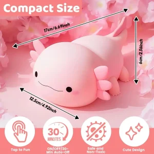 Silicone LED Axolotl  Night Light animal lamp Touch Sensor - Thumbnail Image 4