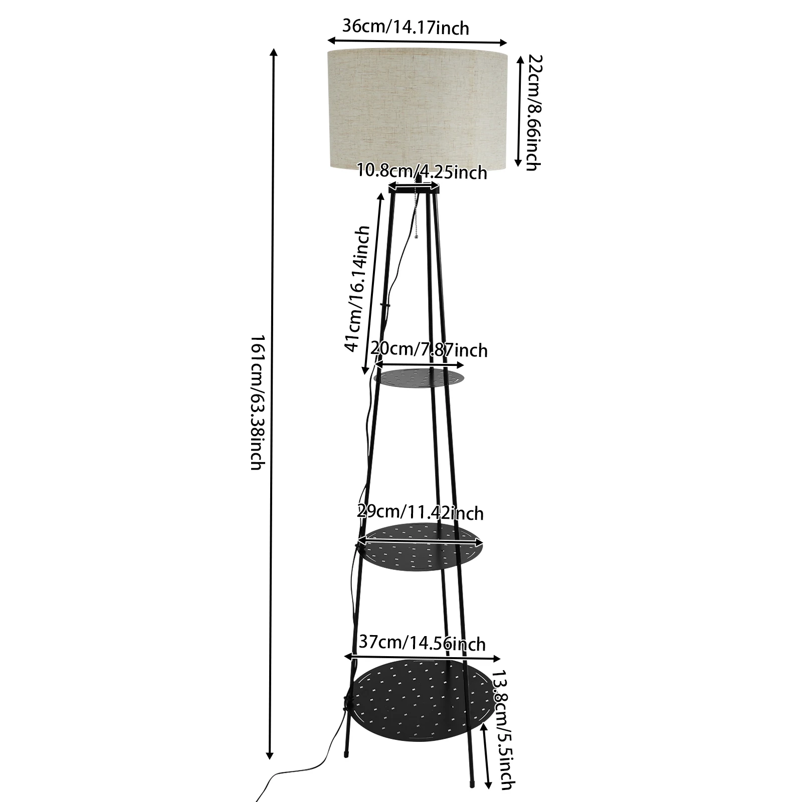 Floor Lamp with 3-Tier Storage Shelves 3-color Dimmable Lamp LED Baby room - Image 6