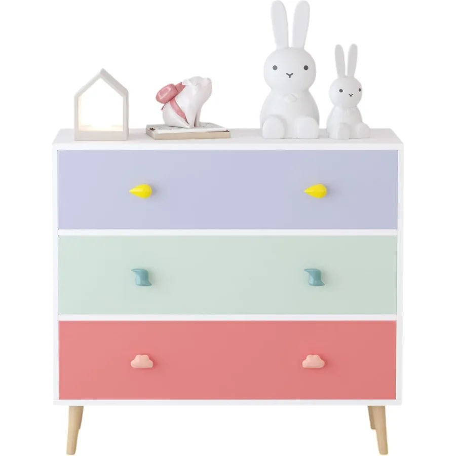 Nursery 3-drawer dresser with cartoon pulls - Image 1
