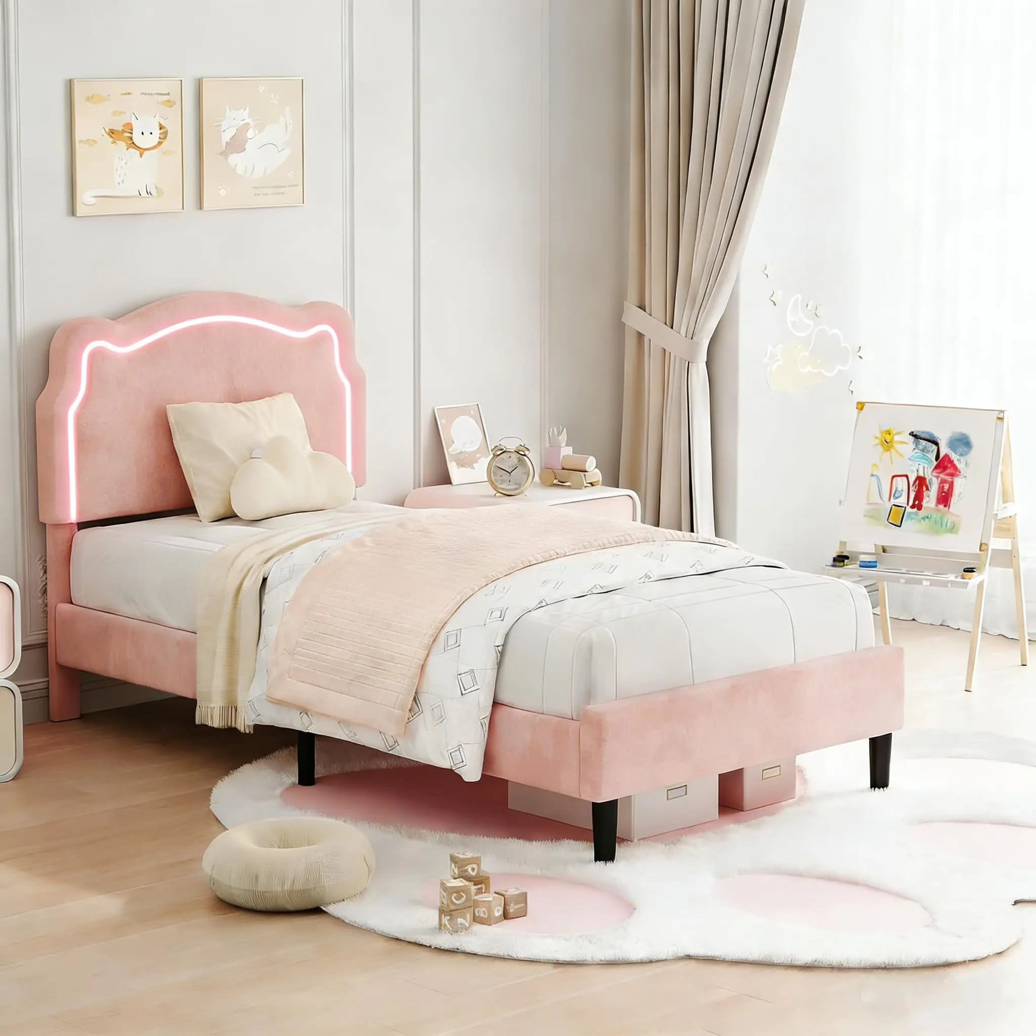 Upholstered Twin Platform Bed Frame - Image 3