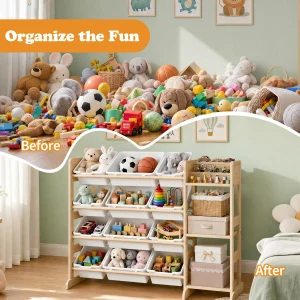 Solid Wood Kids Toy Storage Organizer Cabinet – - Thumbnail Image 2