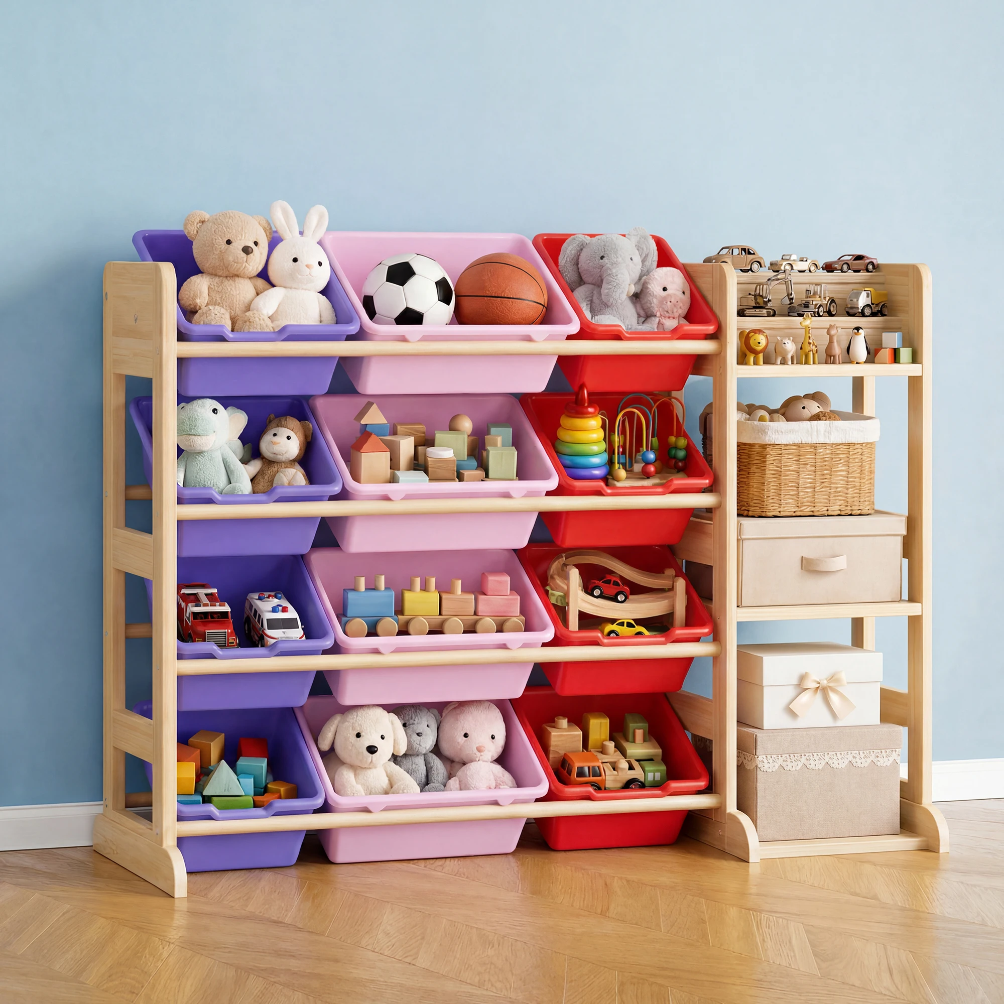 Solid Wood Kids Toy Storage Organizer Cabinet – - Image 8