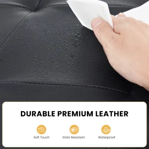 43 Inches Leather Folding Ottoman Storage Footstool Toy Box - Thumbnail Image 5