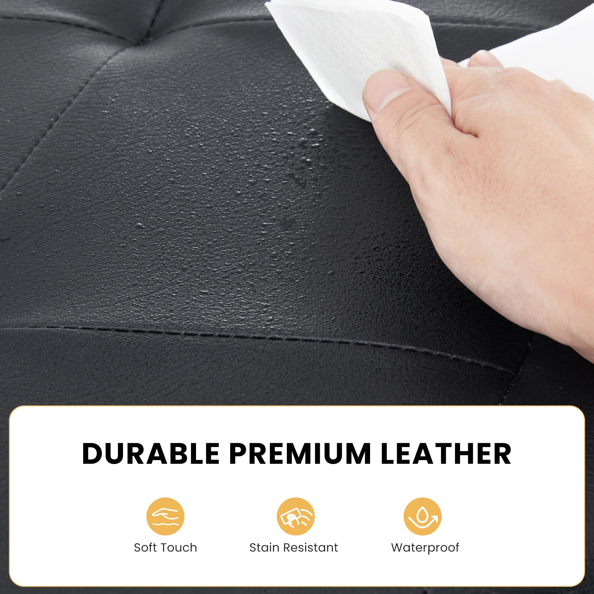 43 Inches Leather Folding Ottoman Storage Footstool Toy Box - Image 5
